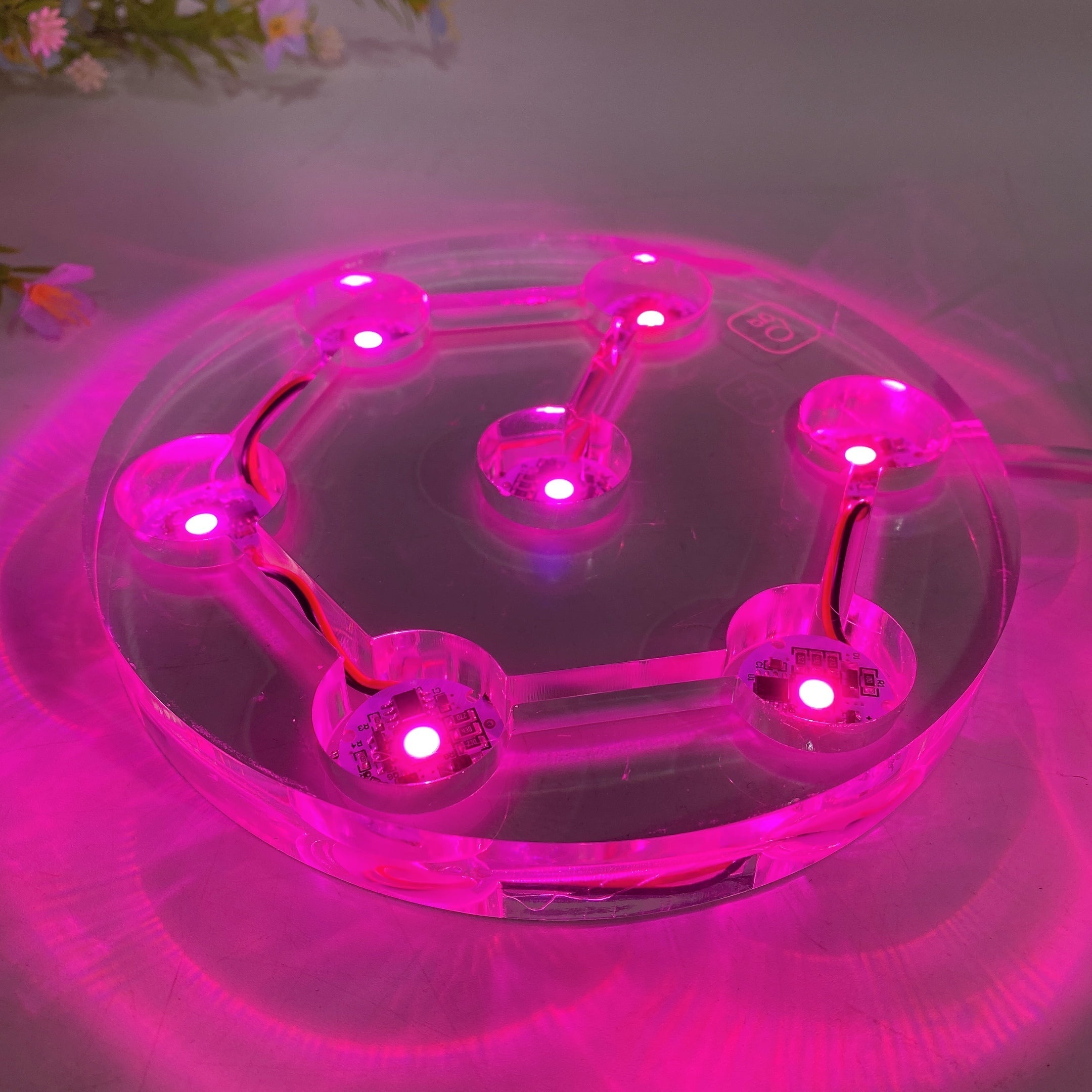 15-20cm Transparent Resin Round Crystal Lamp Stand