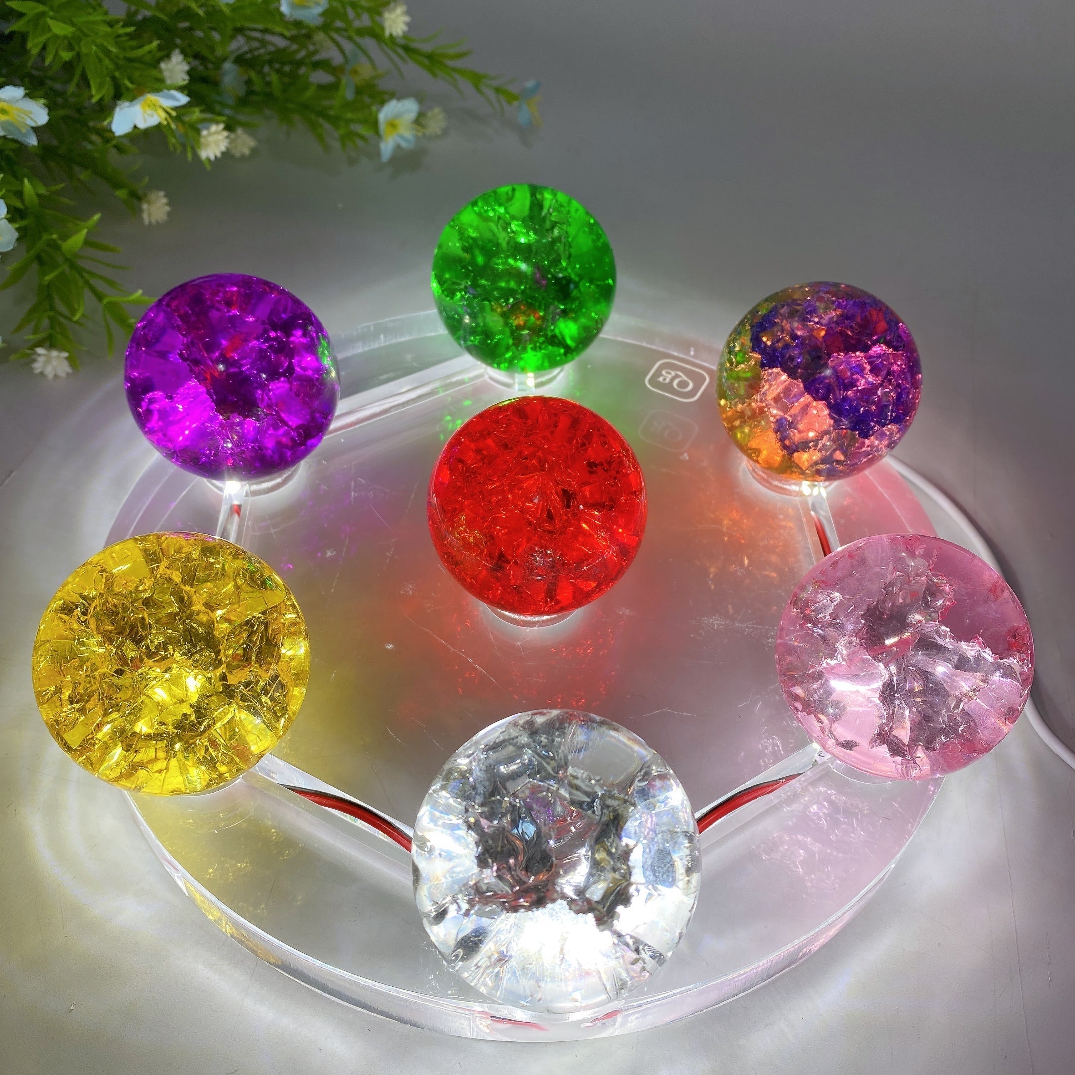 15-20cm Transparent Resin Round Crystal Lamp Stand