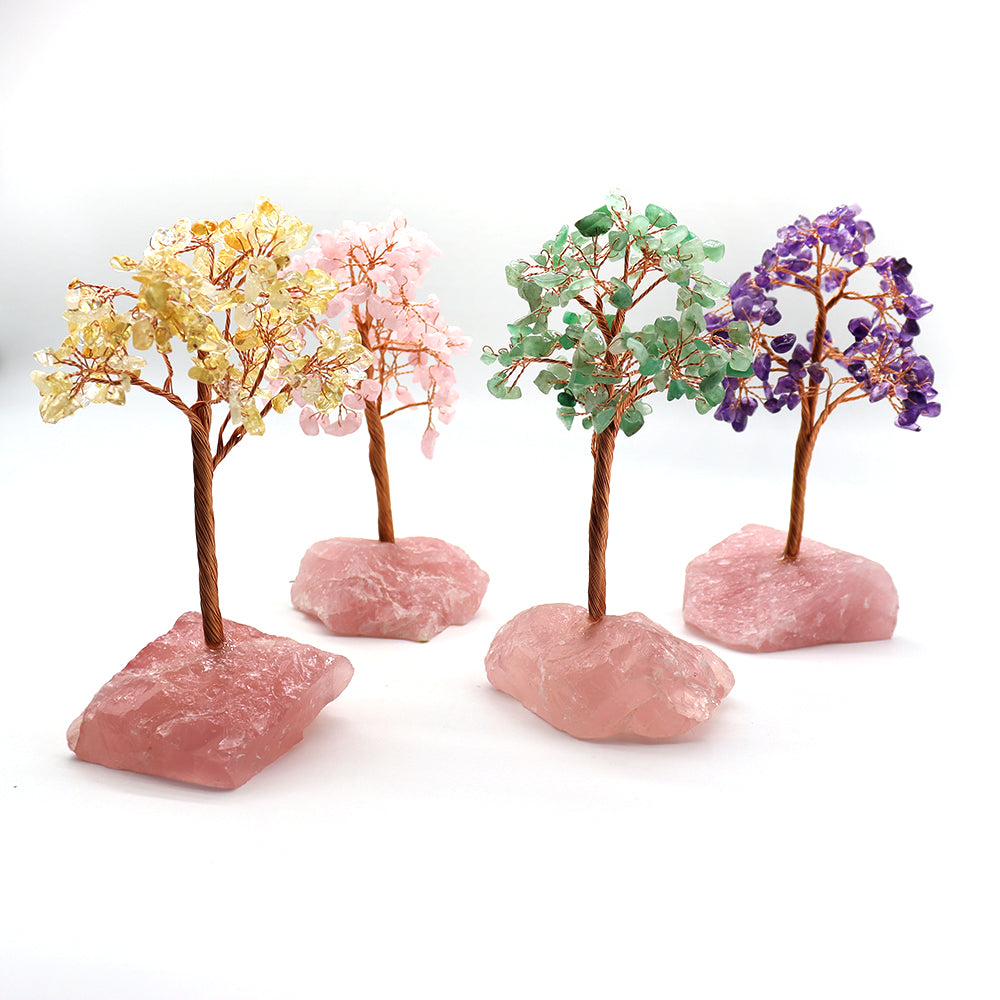 15 cm Crystal Trees for Home Decoration in Amethyst and Rose Quartz