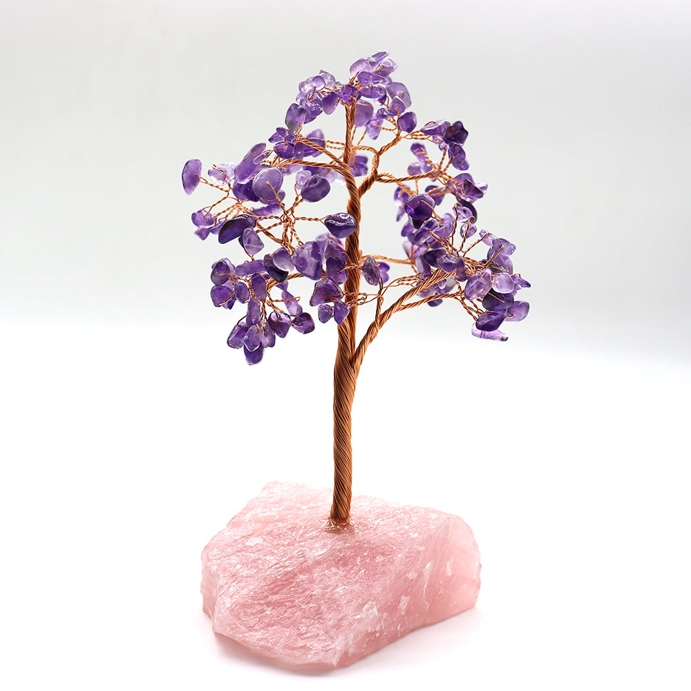 15 cm Crystal Trees for Home Decoration in Amethyst and Rose Quartz