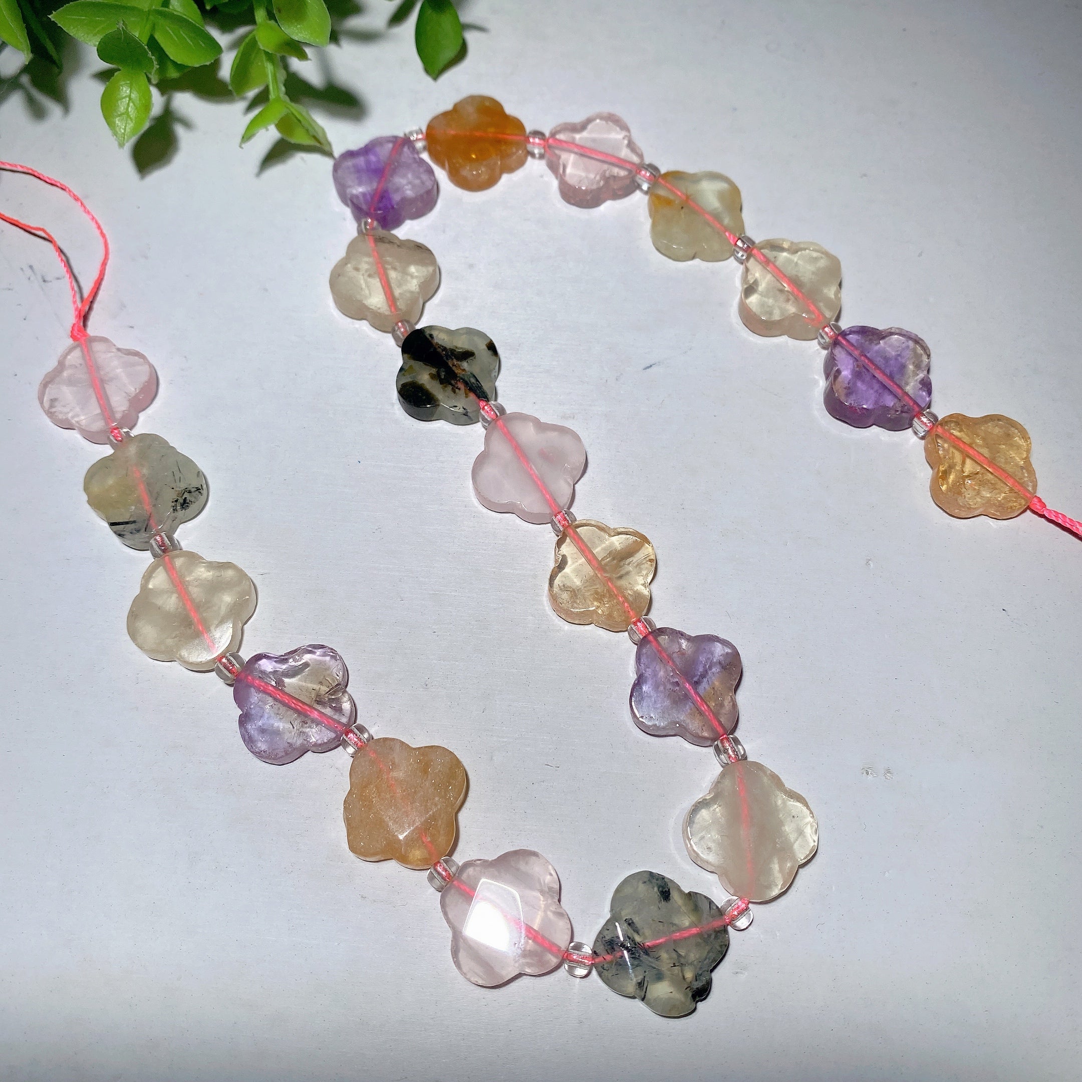 15 inch Mixed Crystal Four Leaf Clover Shape Strand