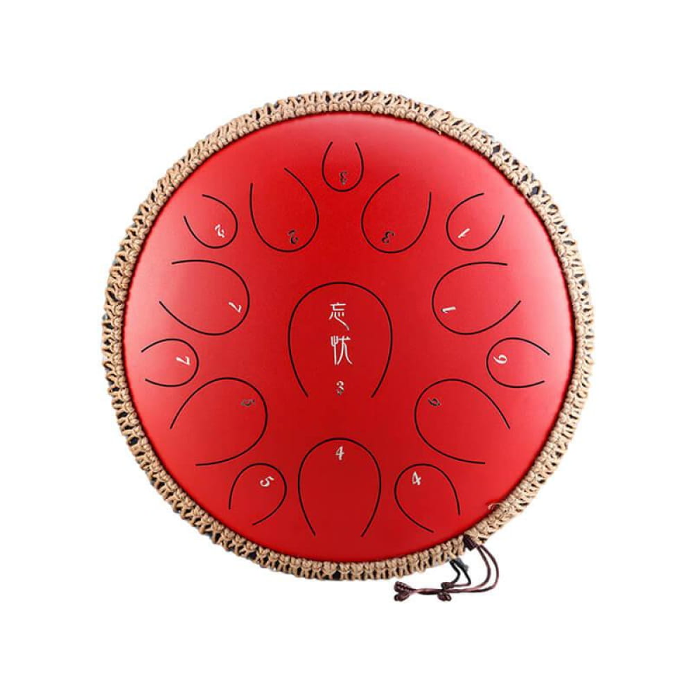 15-Note C Major Carbon Steel Tongue Drum 14 Inches - 14 Inches/15 Notes (C Major) / Cinnabar Red