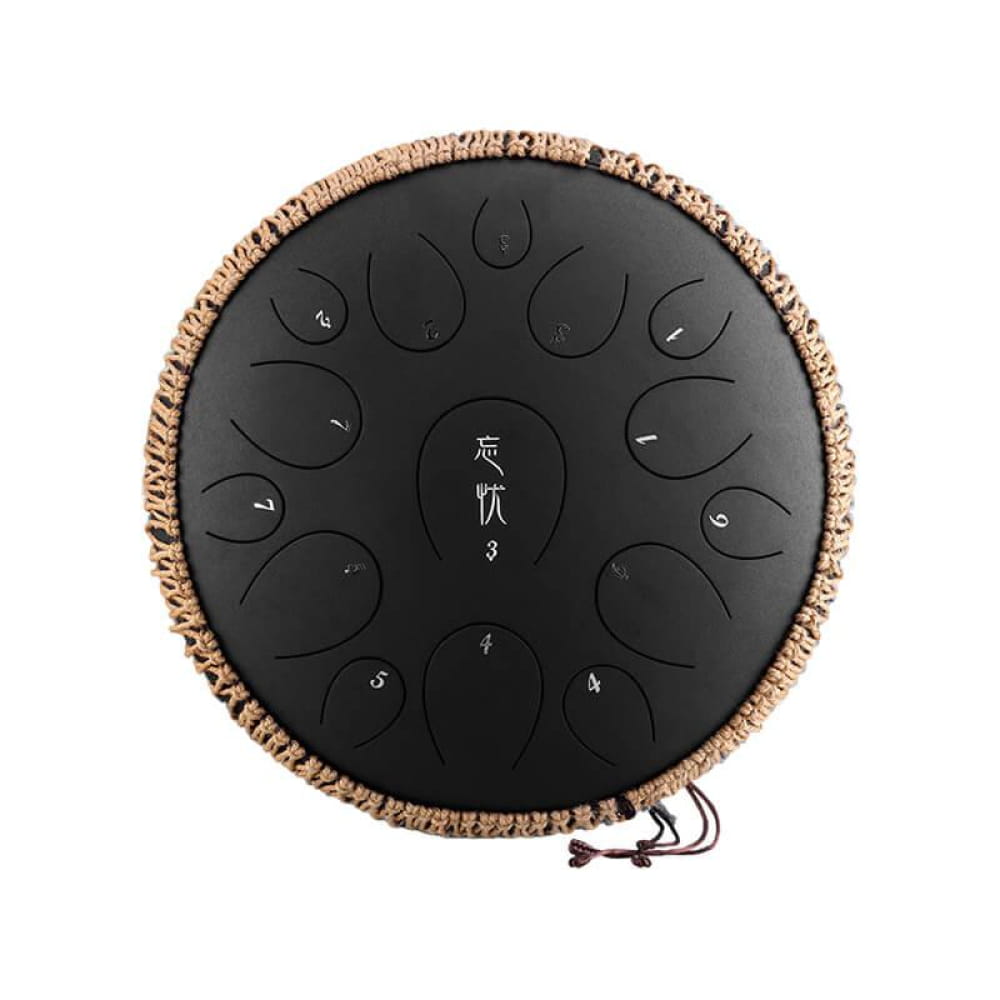 15-Note C Major Carbon Steel Tongue Drum 14 Inches - 14 Inches/15 Notes (C Major) / Jet Black / Jet