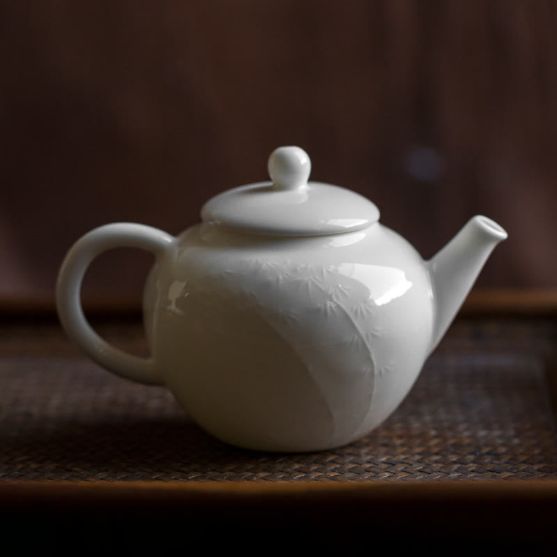150ml Chinese Ceramic Teapot with Plum Pine Bamboo Engraved Design
