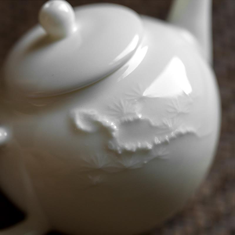 150ml Chinese Ceramic Teapot with Plum Pine Bamboo Engraved Design