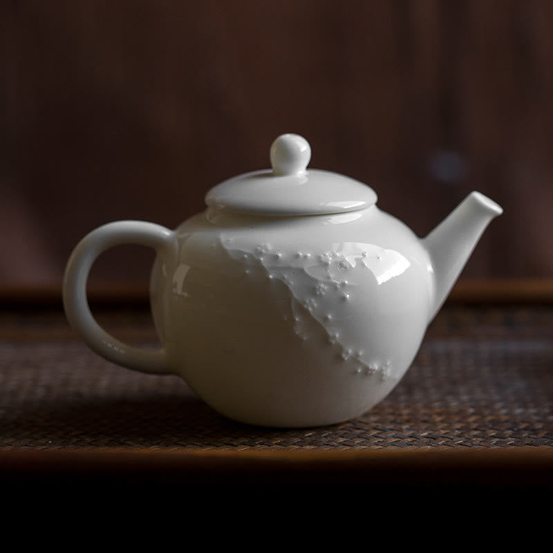 150ml Chinese Ceramic Teapot with Plum Pine Bamboo Engraved Design