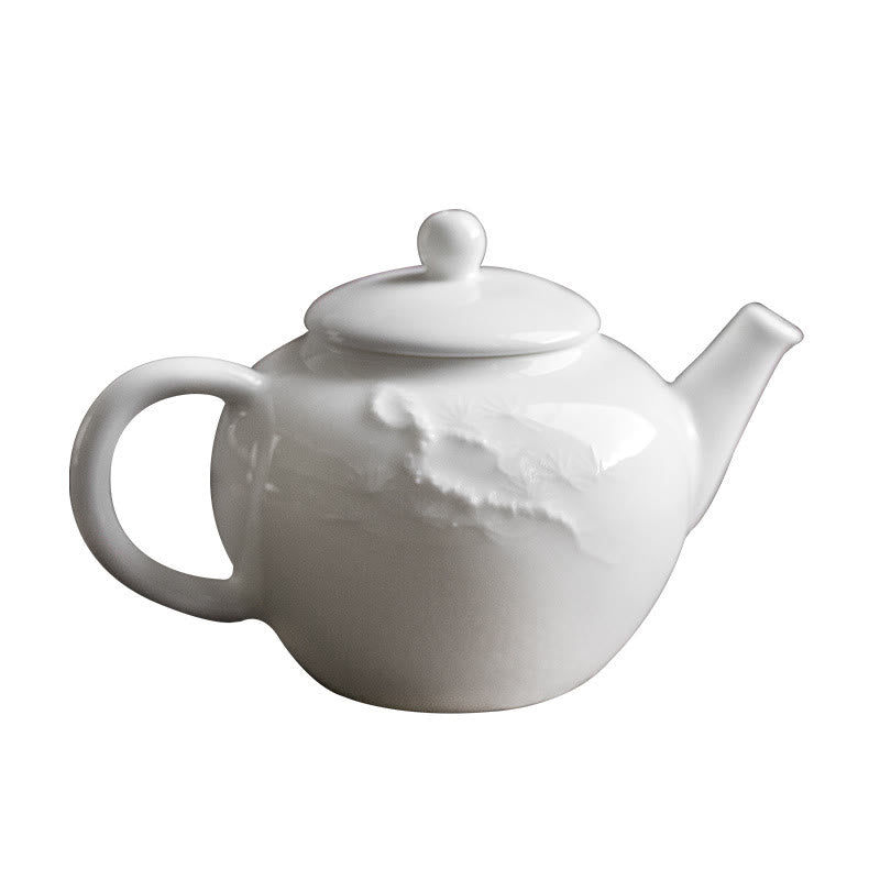 150ml Chinese Ceramic Teapot with Plum Pine Bamboo Engraved Design