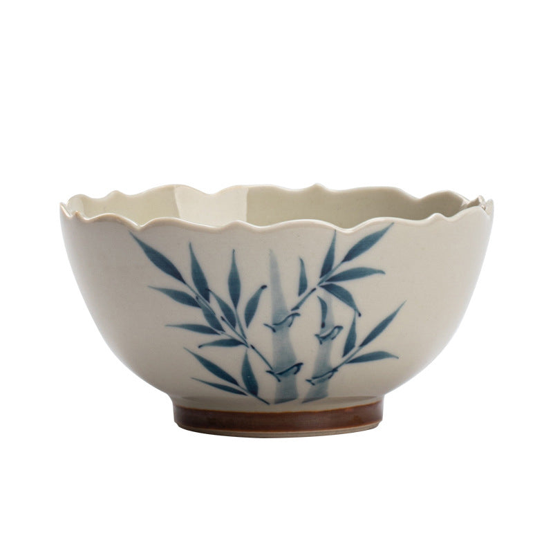 Small Blue Bamboo Leaves Ceramic Teacup for Kung Fu Tea Rituals