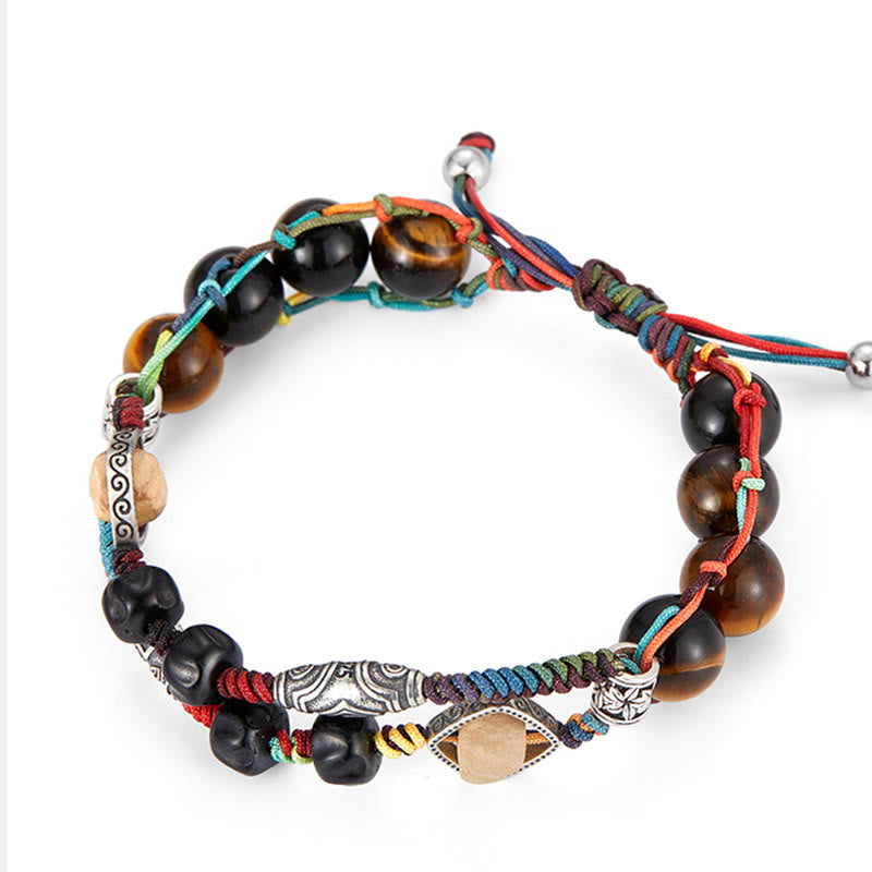 Sterling Silver Tiger Eye Courage Bracelet Handmade Bodhi Seed