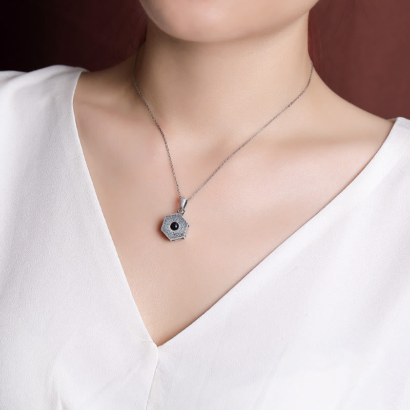 990 Sterling Silver Tibetan Om Mani Padme Hum Love Projection Necklace