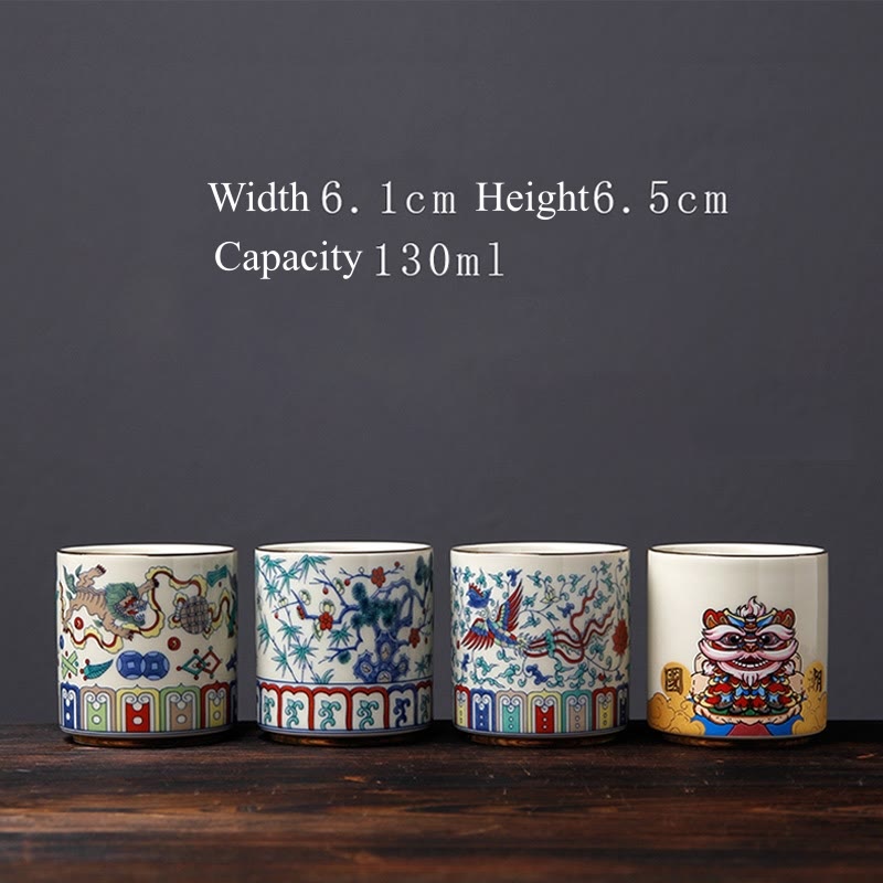 Vintage Ceramic Teacup with Plum Blossom Pine Bamboo Motifs