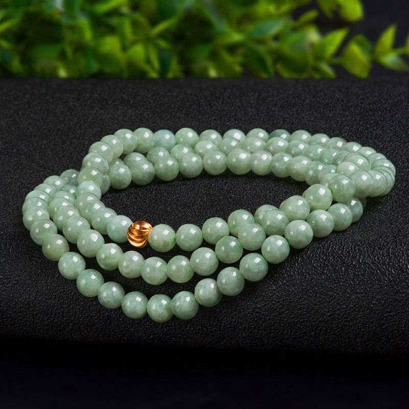 108 Beads 7mm Jade Luck Bracelet Mala for Prosperity