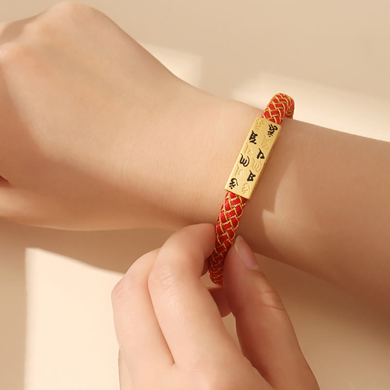 15cm Blue Om Mani Padme Hum Rope Bracelet for Protection and Luck