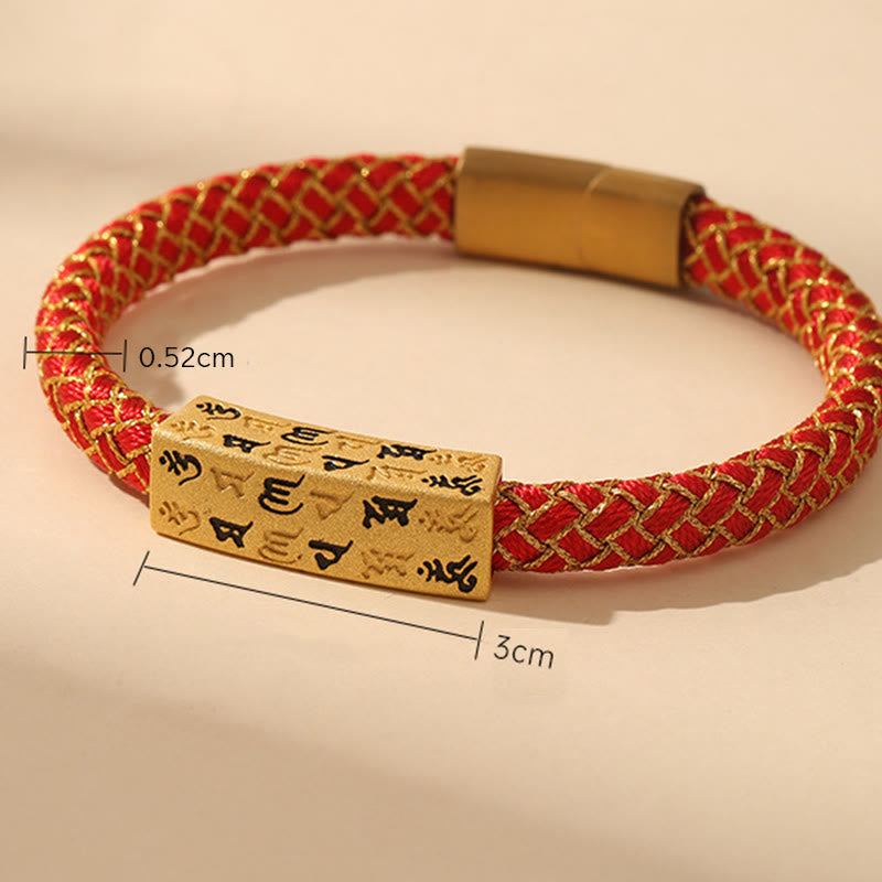 15cm Blue Om Mani Padme Hum Rope Bracelet for Protection and Luck