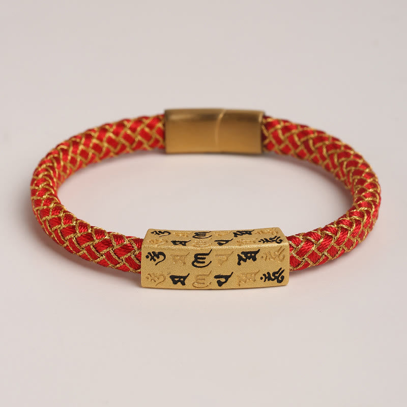 15cm Blue Om Mani Padme Hum Rope Bracelet for Protection and Luck