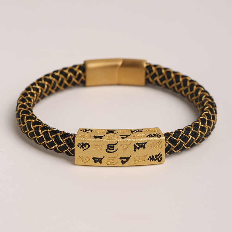 15cm Blue Om Mani Padme Hum Rope Bracelet for Protection and Luck