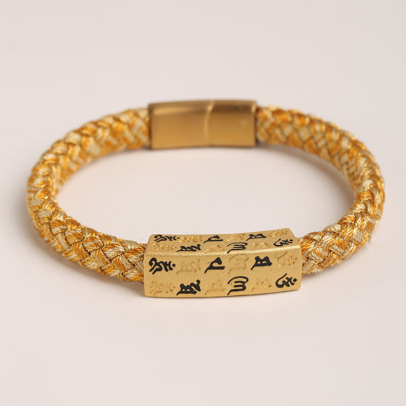 15cm Blue Om Mani Padme Hum Rope Bracelet for Protection and Luck