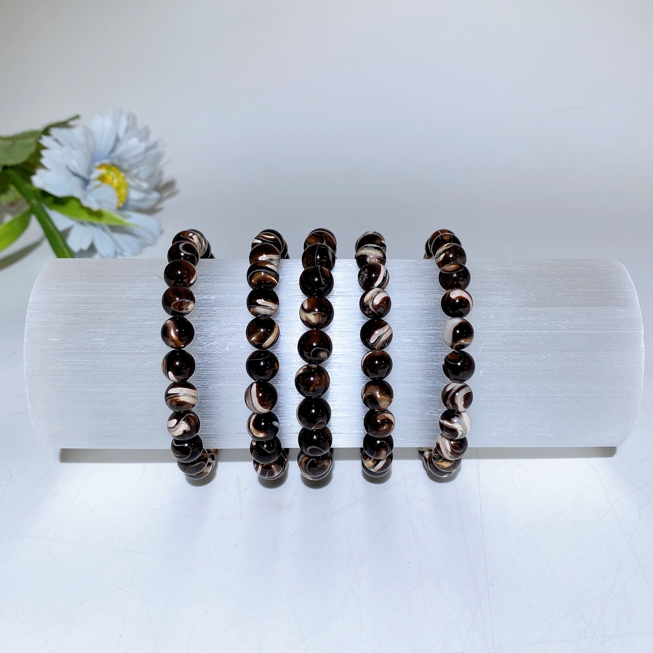 15cm Selenite Cylinder Crystal Bracelet Display Holder