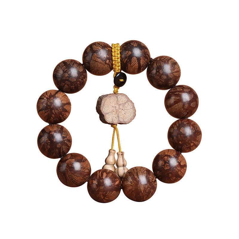 15mm Plum Blossom Wood Inner Peace Bracelet