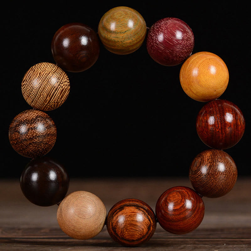 15mm Sandalwood Protection Bracelet - Multicolored Healing Wood Jewelry