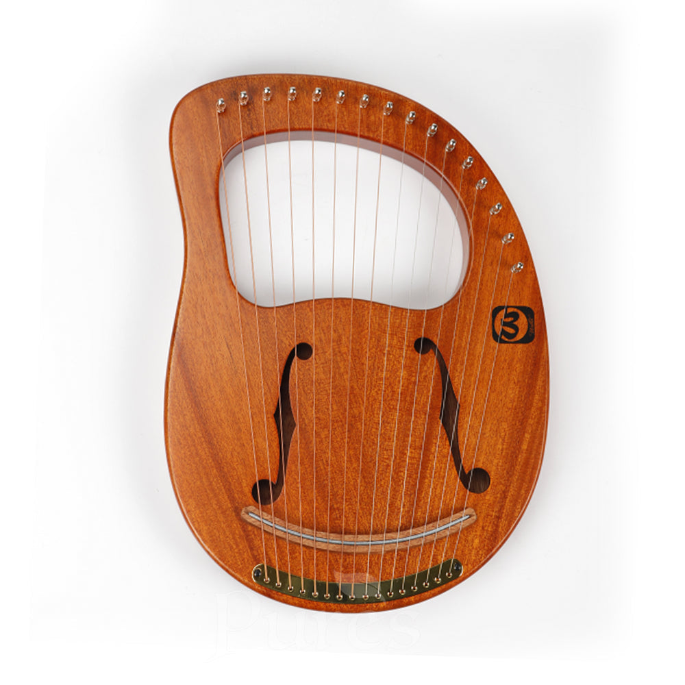 16-String Mahogany Lyre Harp Instrument