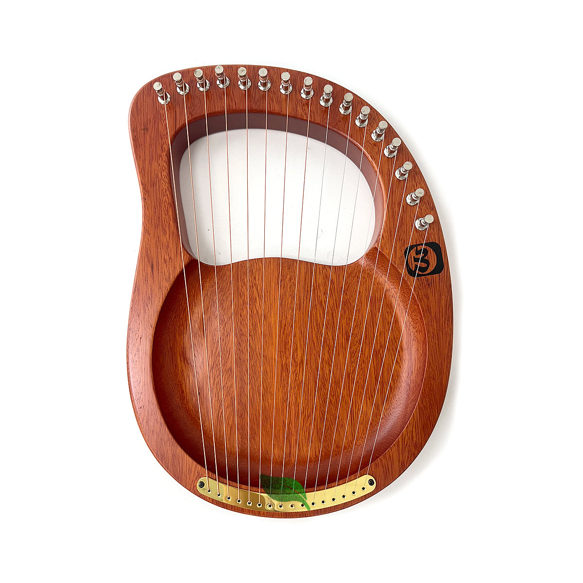 Wooden 16-String Mahogany Lyre Harp with metal strings and tuning pegs