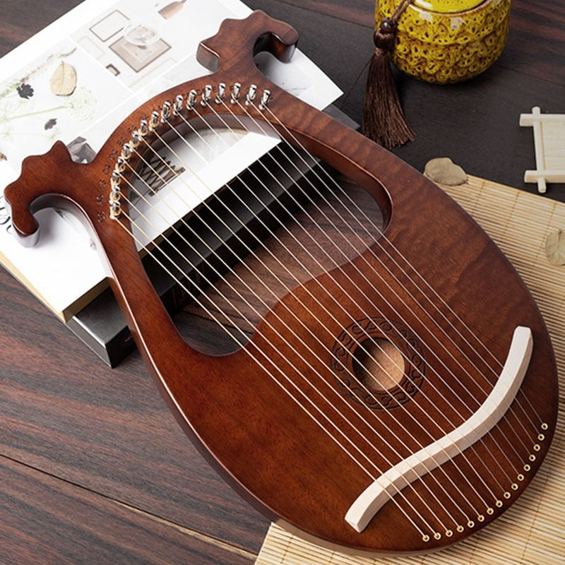 16 String Okoume Lyre Harp with Tuning Wrench