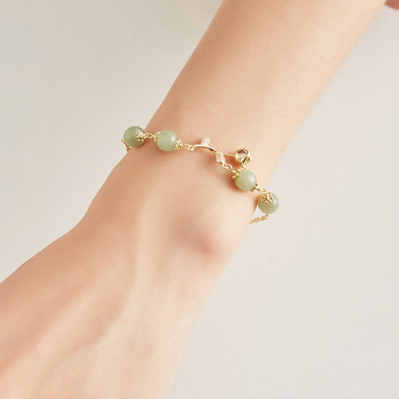 Hetian Jade 14K Gold Plated Luck Chain Bracelet