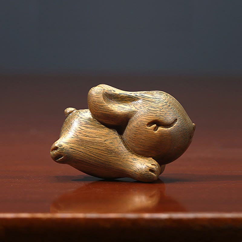 Small Green Sandalwood Rabbit Decoration for Peaceful Home