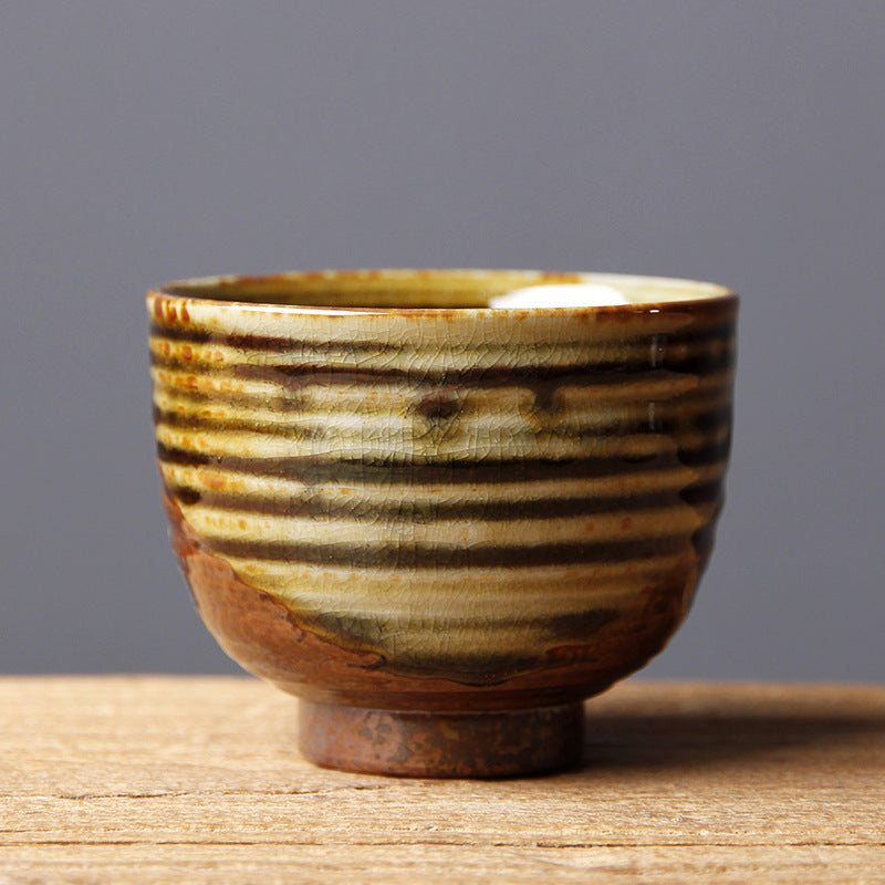 Vintage Brown Beige Kiln Change Ceramic Teacup for Meditation
