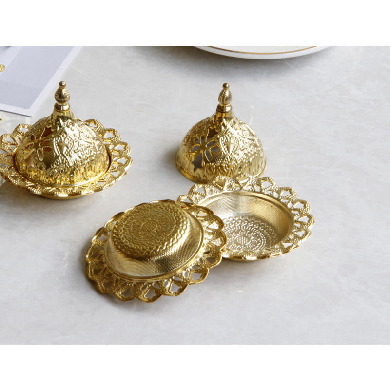 Gold Mini Tibetan Incense Burner for Meditation and Serenity