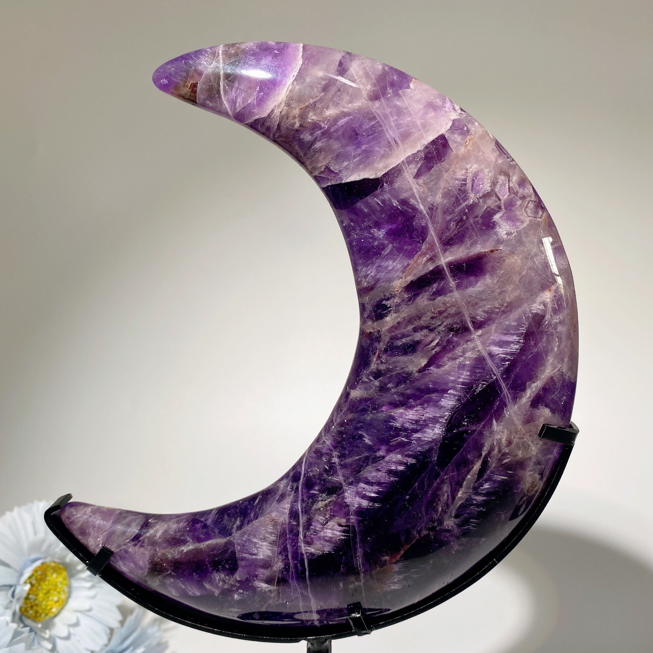 16cm Amethyst Moon Healing Crystal Sculpture for Decor