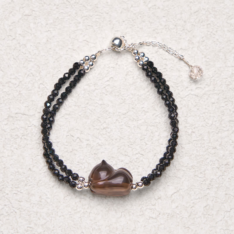 16cm Ice Obsidian Black Spinel Courage Bracelet for Women