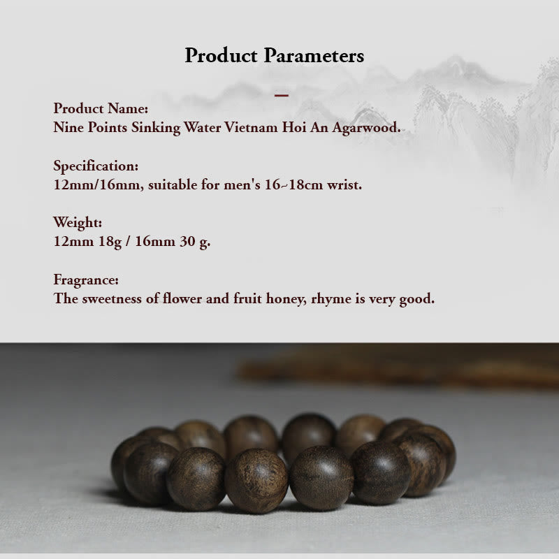 16mm Agarwood Peace Strength Bracelet from Hoi An Vietnam