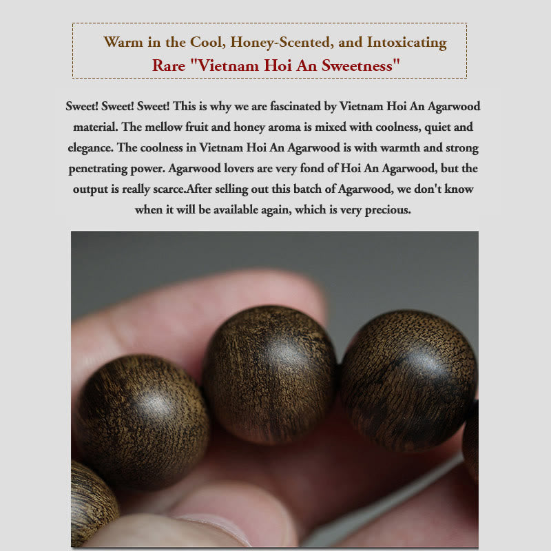 16mm Agarwood Peace Strength Bracelet from Hoi An Vietnam