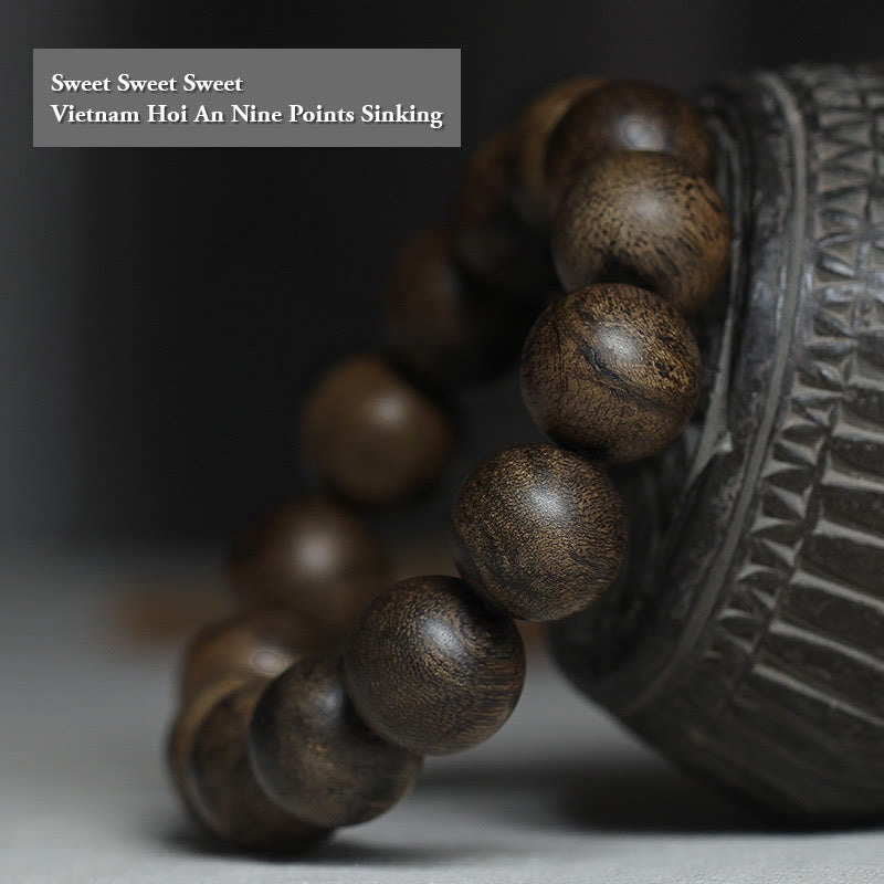 16mm Agarwood Peace Strength Bracelet from Hoi An Vietnam