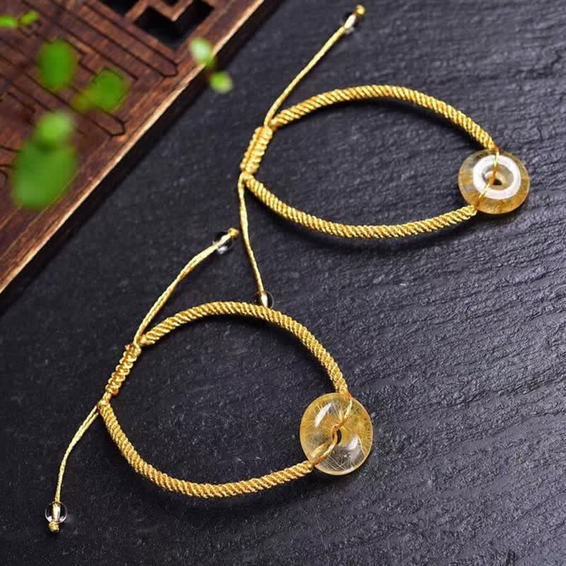 16mm Citrine Bracelet with Peace Buckle for Happiness & Prosperity