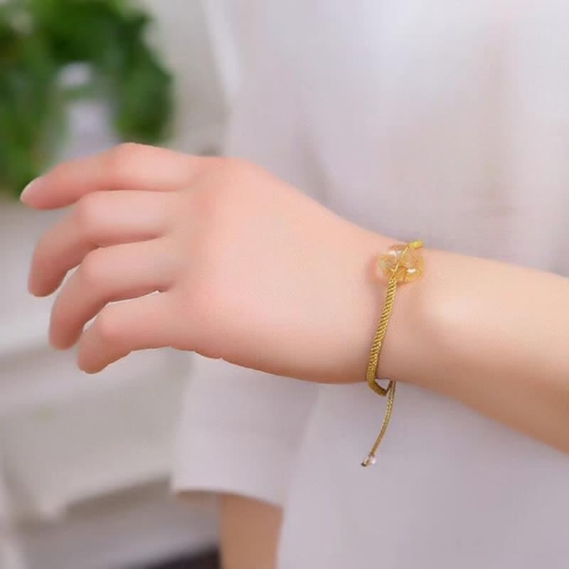 16mm Citrine Bracelet with Peace Buckle for Happiness & Prosperity