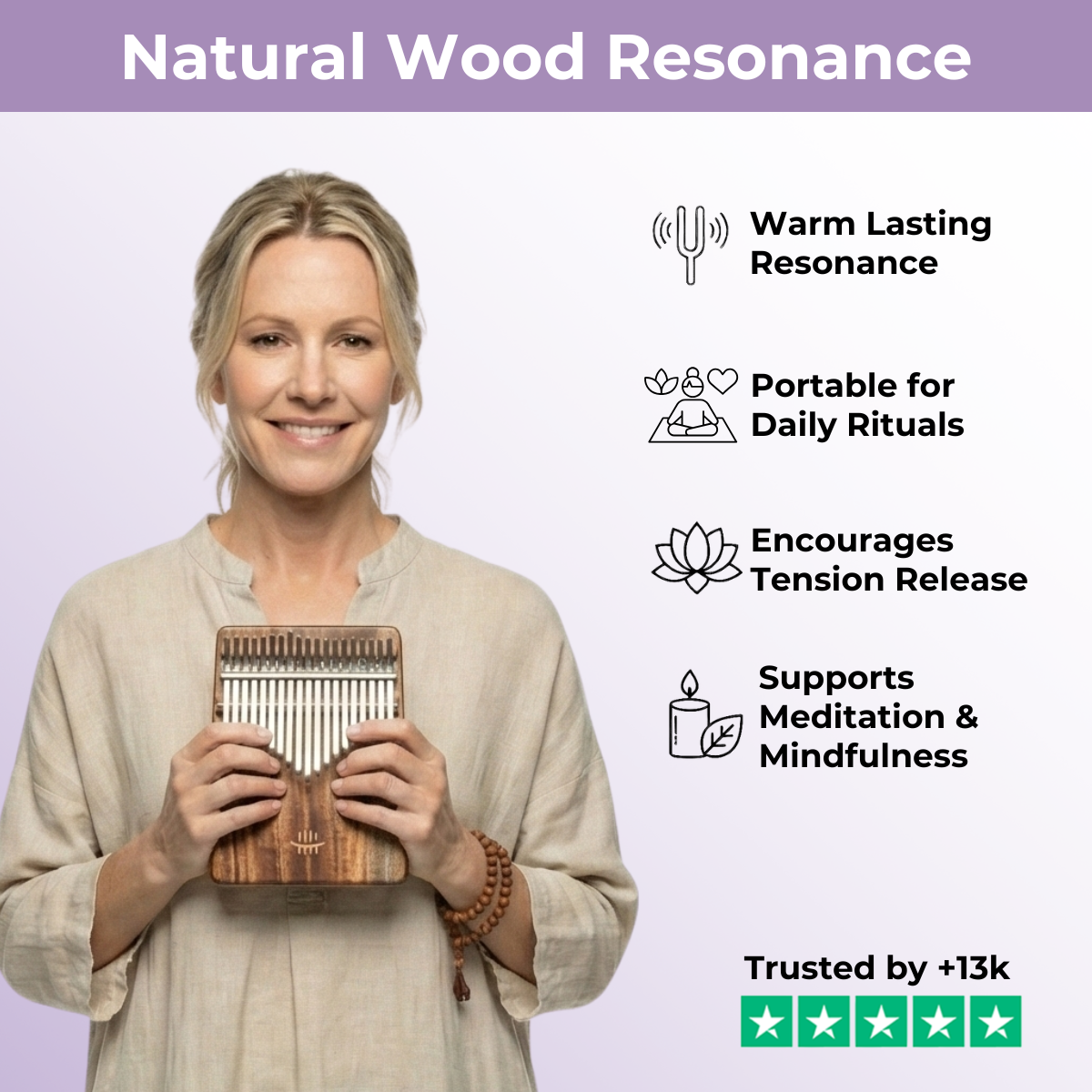 17 Key Maple C Tone Kalimba Thumb Piano for Meditation