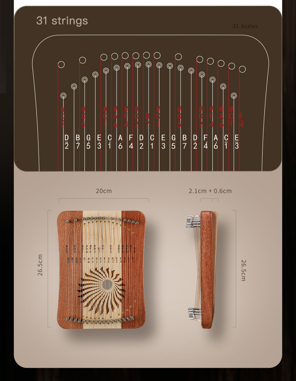 Lyre String Layout Buy Hluru Harpika Lyre Harp - 17/31 String Monochord