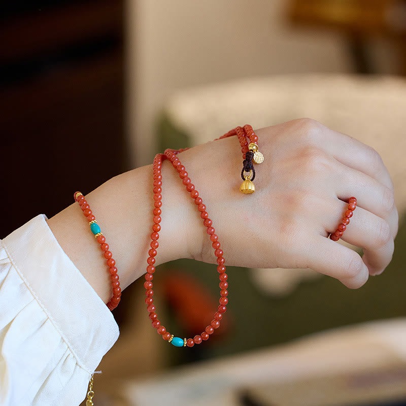 Red Agate Turquoise Confidence Jewelry Set | Sterling Silver Gold