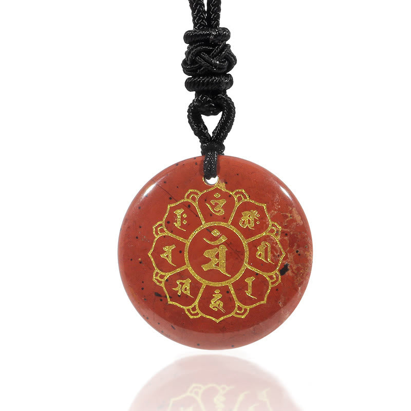 Om Mani Padme Hum Necklace | Black Obsidian Strength Pendant