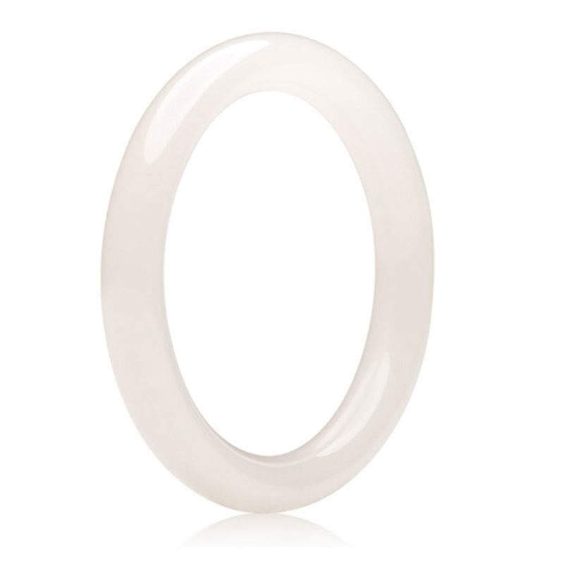 Natural White Green Jade Bangle Bracelet for Prosperity 56mm