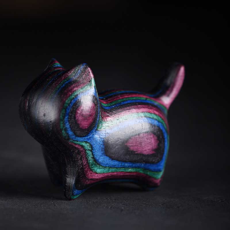 Colorful Mini Wooden Cat Decoration | Zen Home Charm