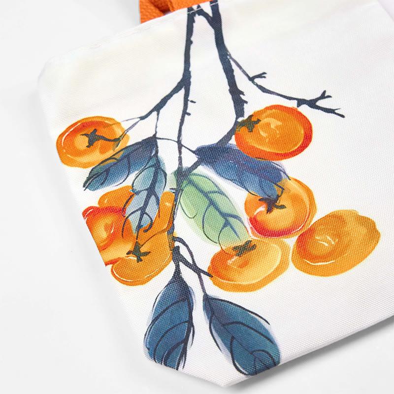 Persimmon Canvas Handbag with Spiritual Symbolism for Prosperity