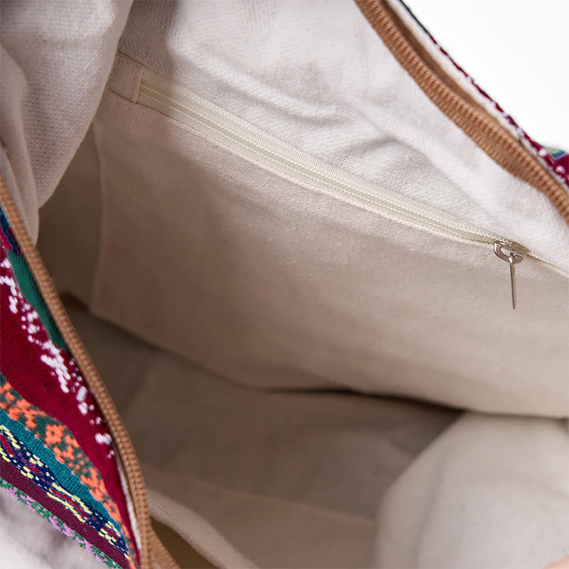 Colored Geometric Cotton Yoga Bag with Stripes Pattern