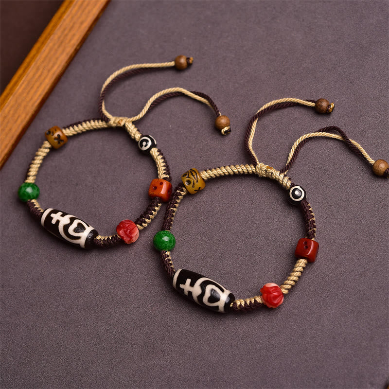 Dzi Bead Wealth Protection Bracelet 14-16cm Unisex