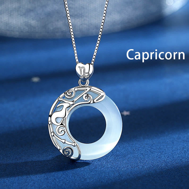 925 Sterling Silver Cat's Eye Zodiac Necklace for Love Support