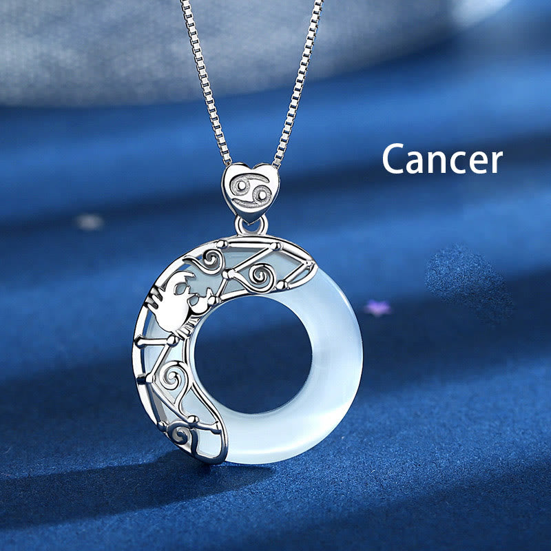 925 Sterling Silver Cat's Eye Zodiac Necklace for Love Support