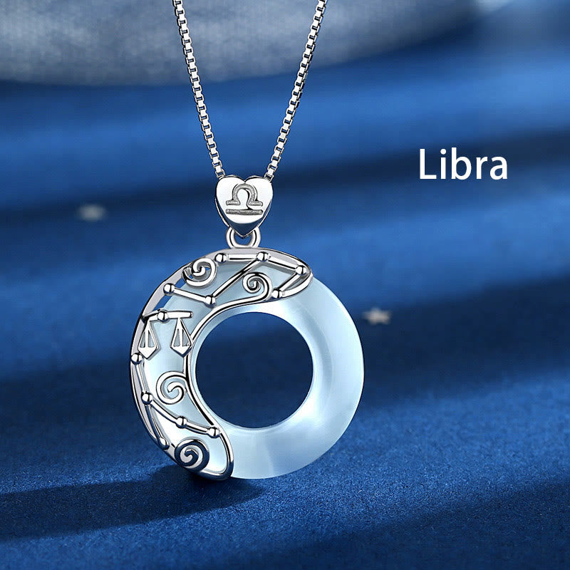925 Sterling Silver Cat's Eye Zodiac Necklace for Love Support